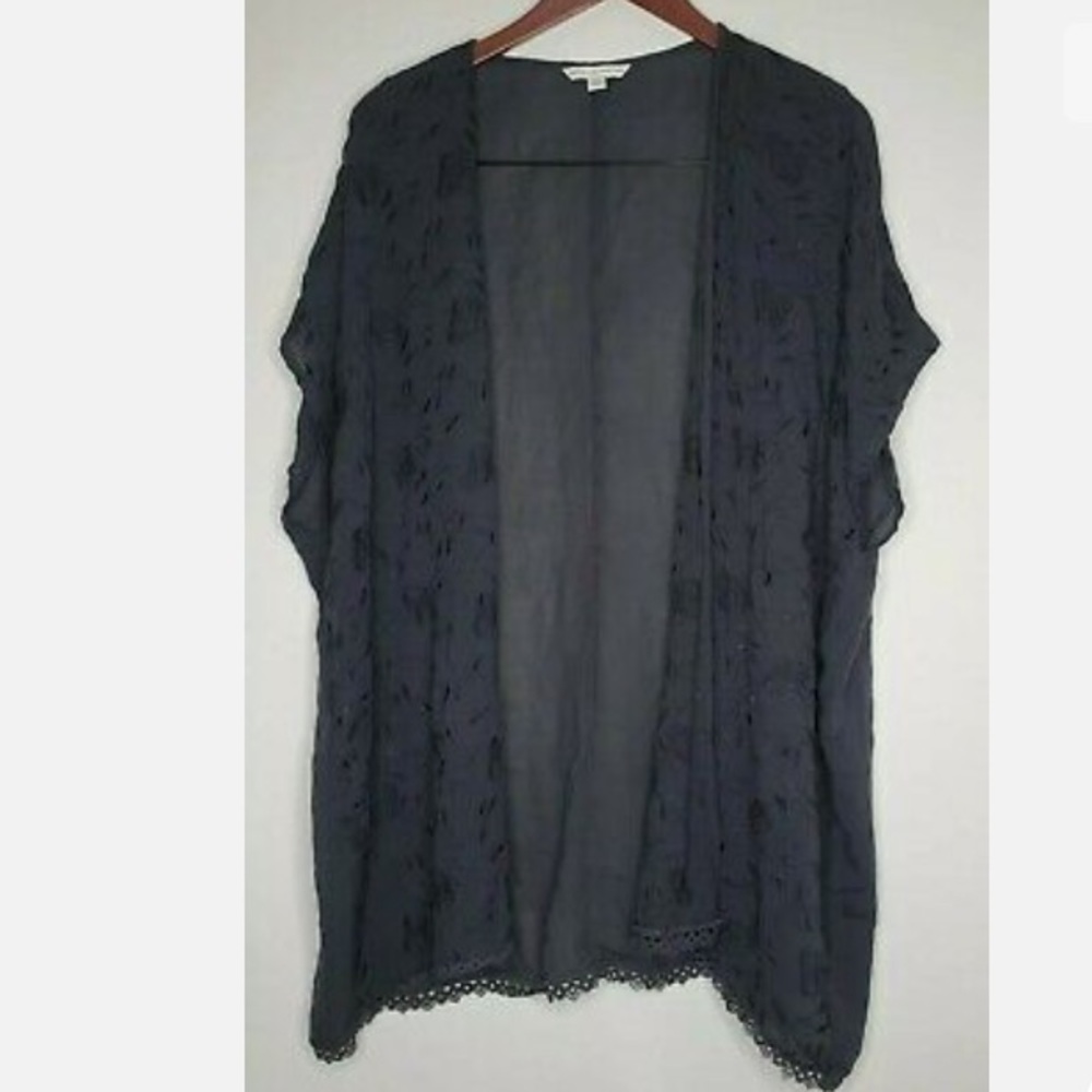 Navy Blue Embroidered American Eagle Kimono/Shawl